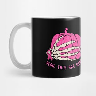 Funny Breast Cancer Awareness Survivor Previvor Halloween Pumpkins Gift For Girl Women Mug